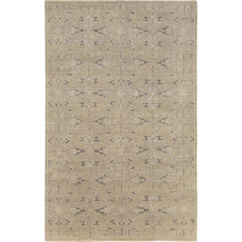Opulent 72 X 48 inch Green and Gray Area Rug, Wool, Cotton, and Viscose