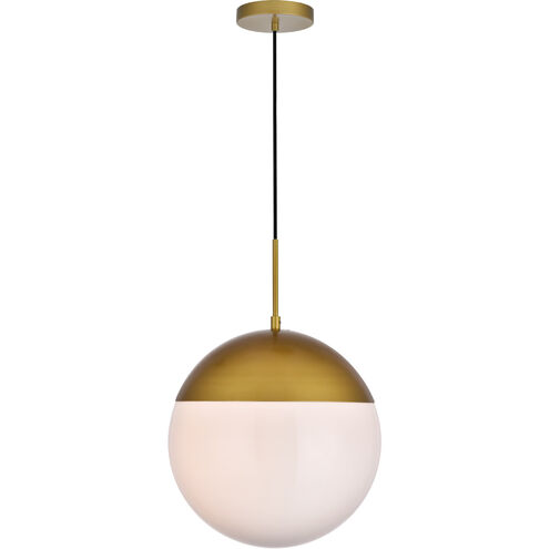 Eclipse 1 Light 14 inch Brass Pendant Ceiling Light