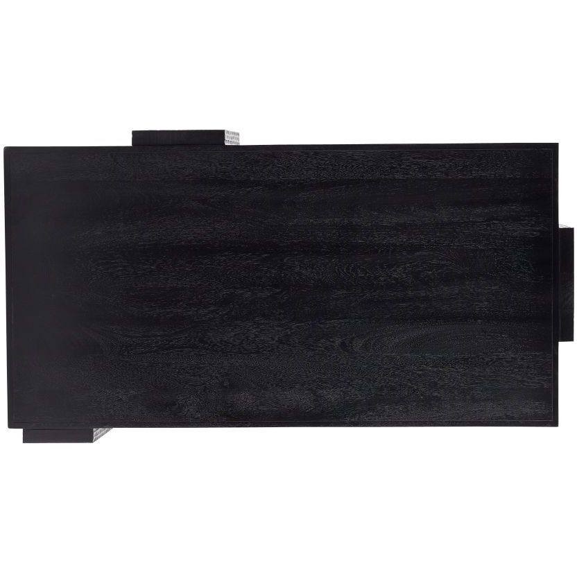 Aiden 55 X 16.5 inch Handcarved Soft Black Waxed Cocktail Table