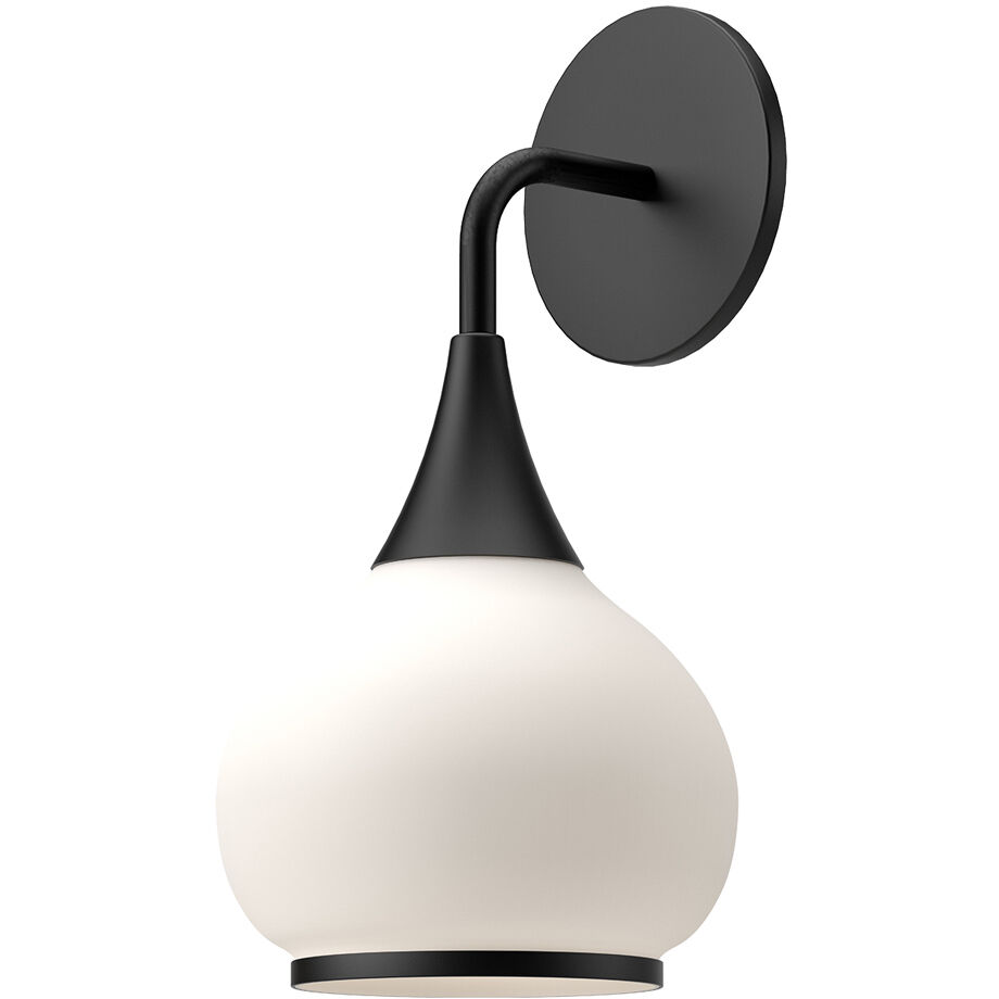 Alora Mood Hazel Wall/Vanity Light Wall Light in Matte Black, Matte Opal Glass