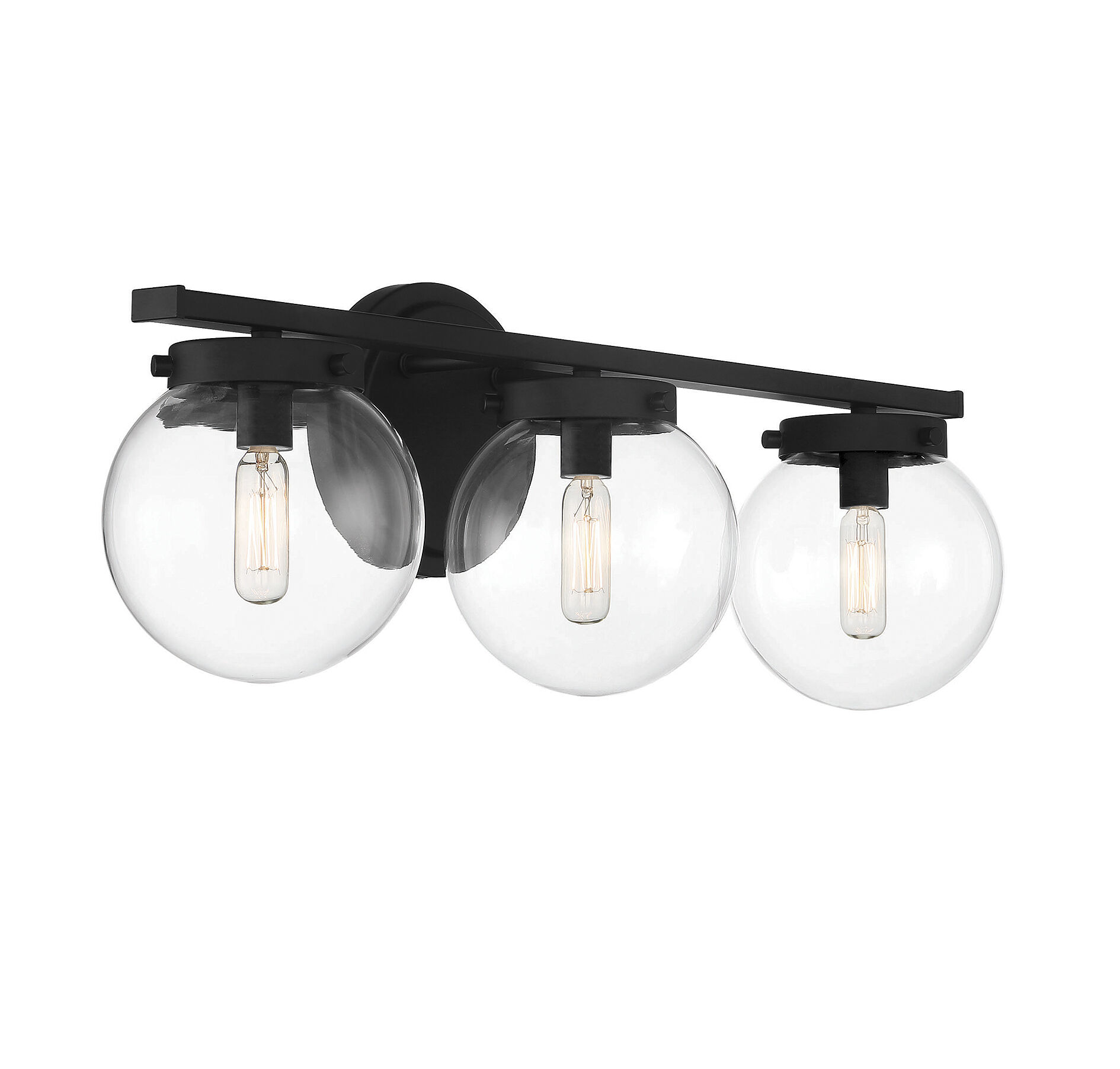 Mid-Century Modern 3 Light 24 inch Matte Black Bathroom Vanity Light Wall Light