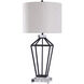 Windsor 38 inch 100.00 watt Black and Clear with Heathered Oatmeal Table Lamp Portable Light