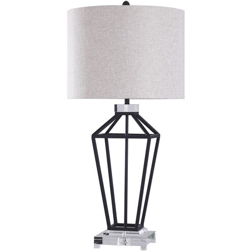 Windsor 38 inch 100.00 watt Black and Clear with Heathered Oatmeal Table Lamp Portable Light