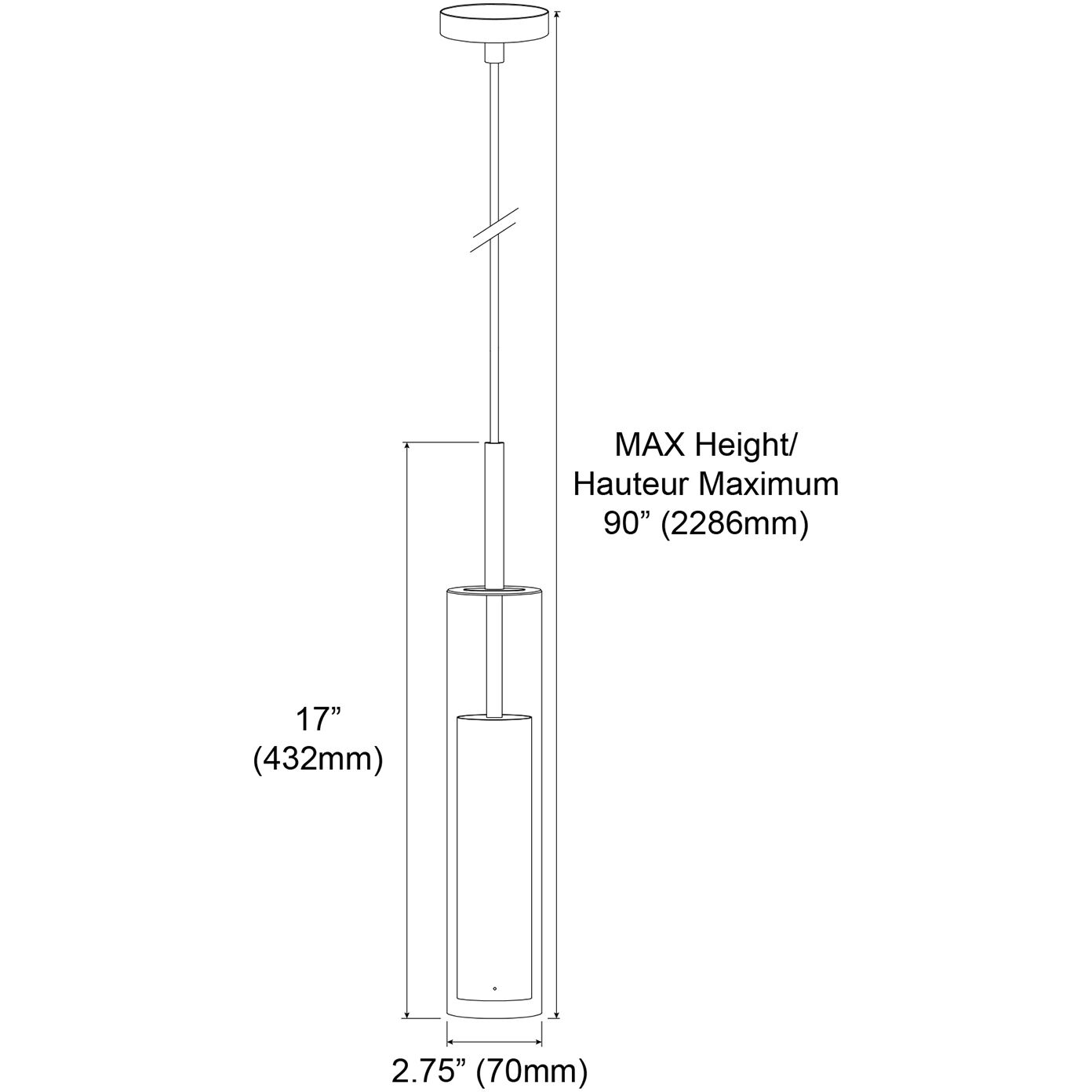 Luna LED 2.5 inch Polished Chrome Pendant Ceiling Light