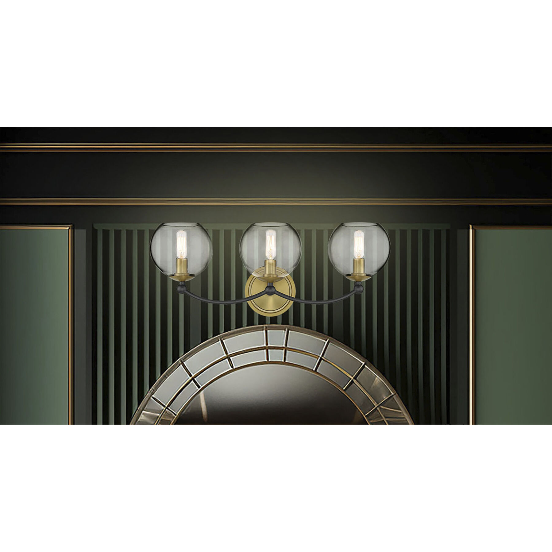 Vantage Kearney Park 3 Light 23 inch Coal and Soft Brass Bath Vanity Wall Light