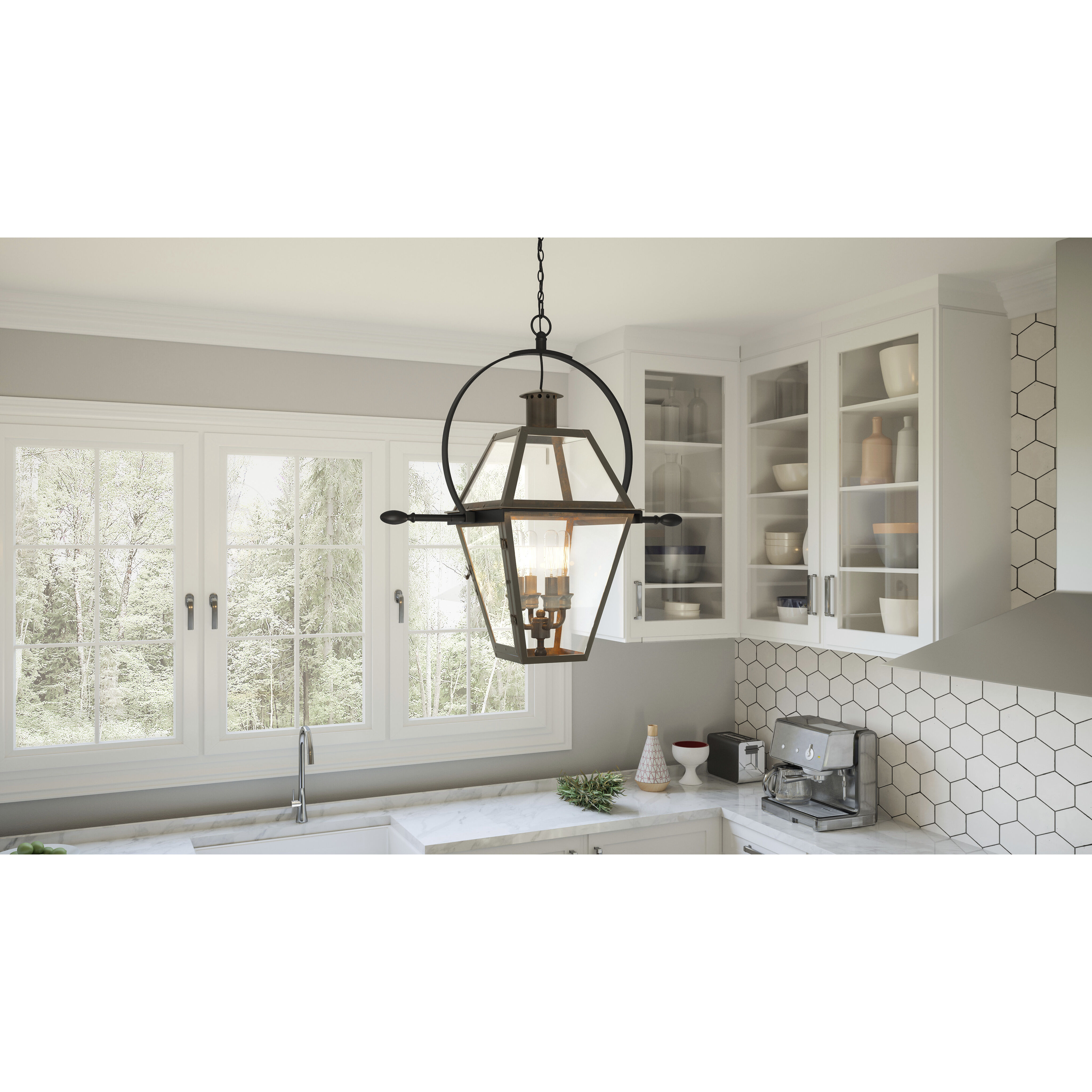 Rue De Royal 4 Light 28 inch Industrial Bronze Pendant Ceiling Light