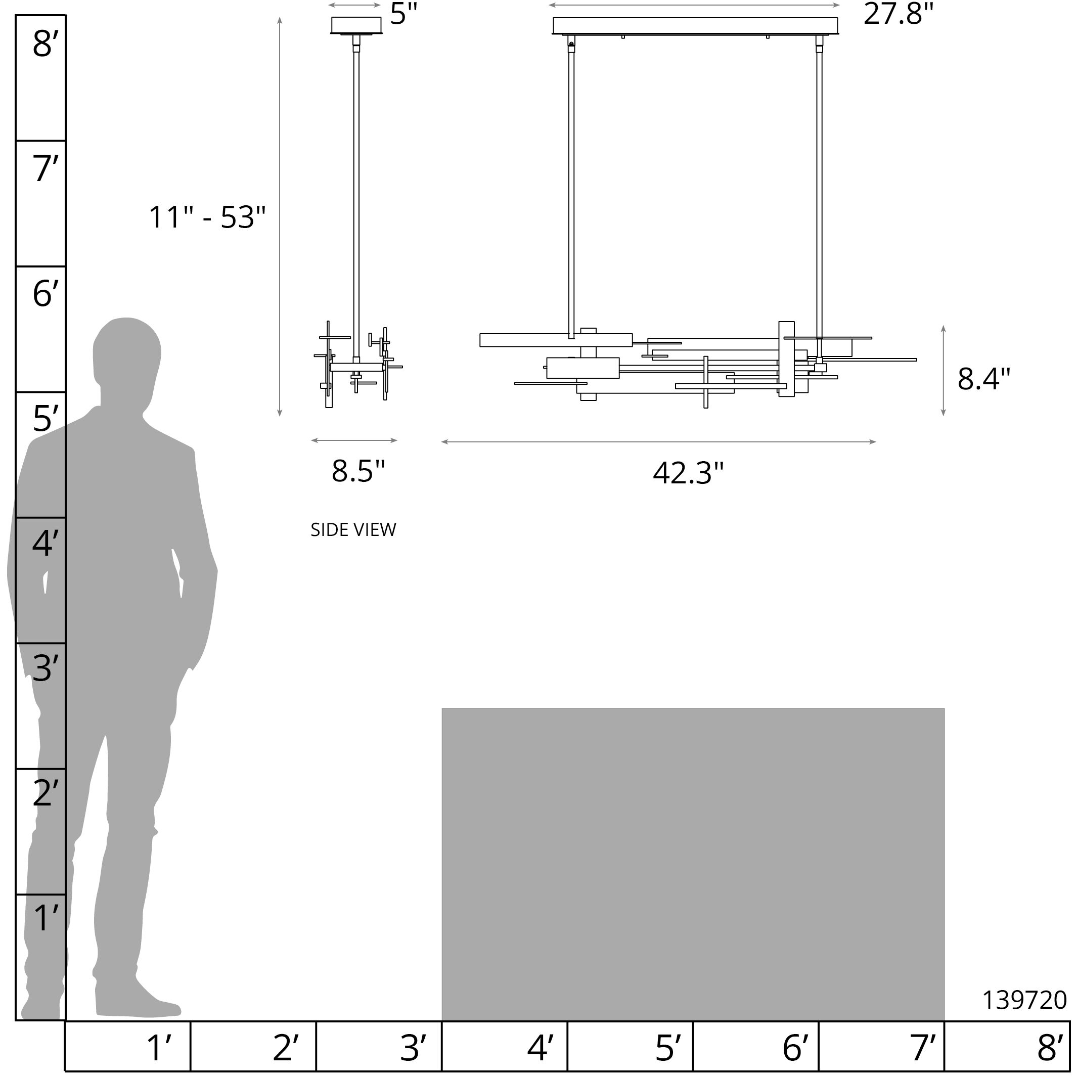 Planar LED 42.3 inch White Pendant Ceiling Light, Large
