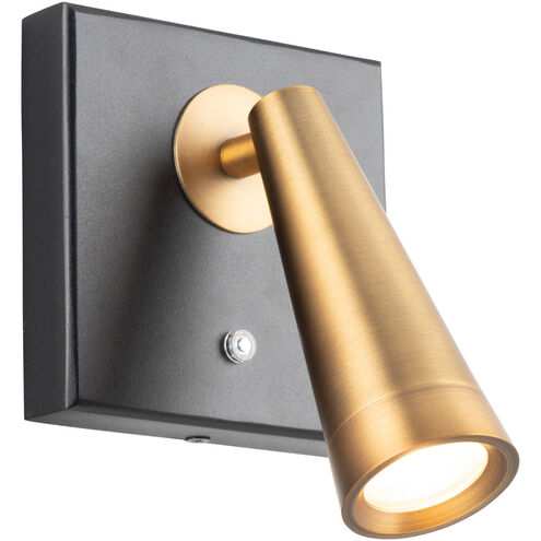Arne Reading Light Wall Light in Black Aged Brass, dweLED