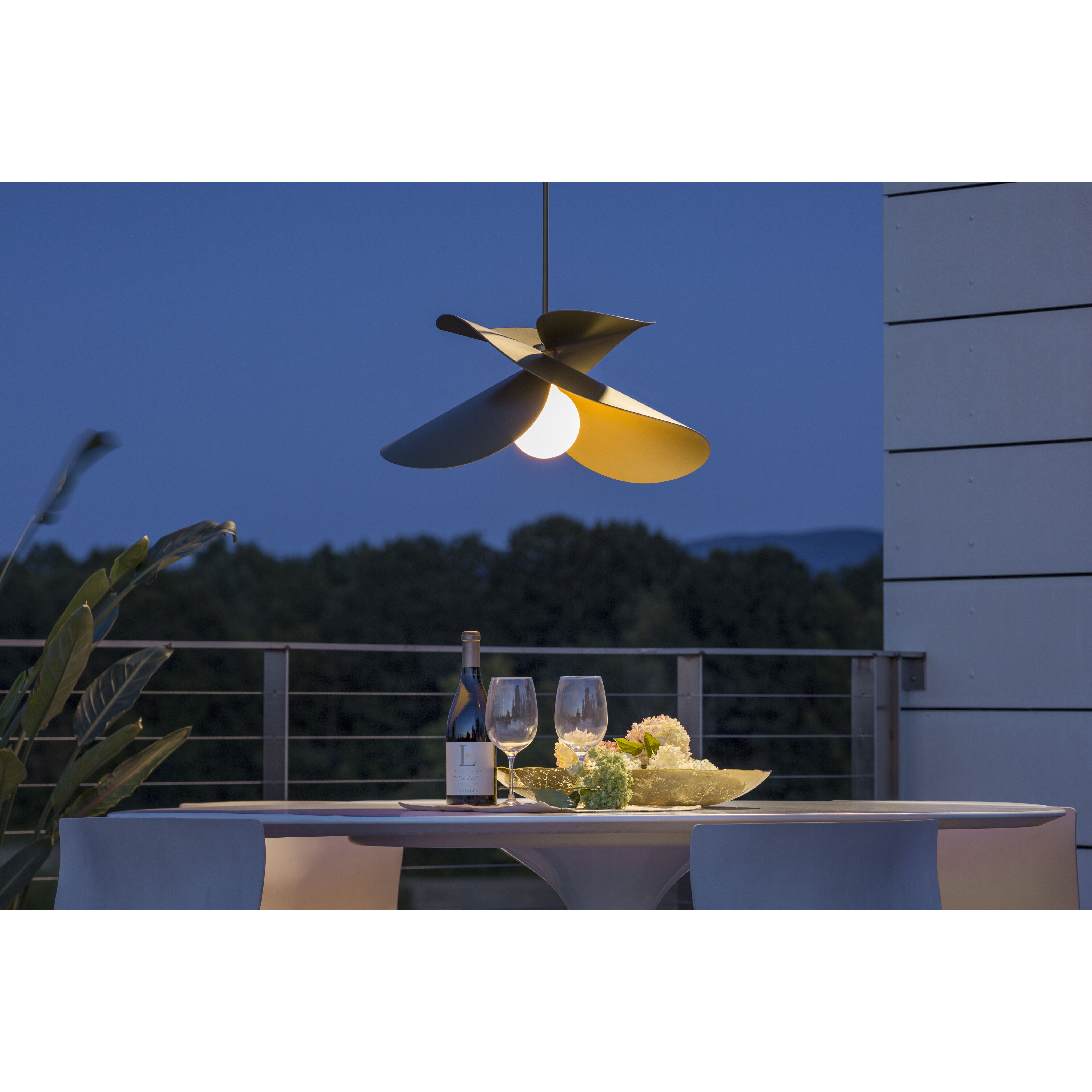Hibiscus 1 Light 24.7 inch Coastal Bronze Outdoor Pendant