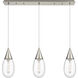 Malone 3 Light 37.75 inch Brushed Satin Nickel Linear Pendant Ceiling Light in Clear Glass