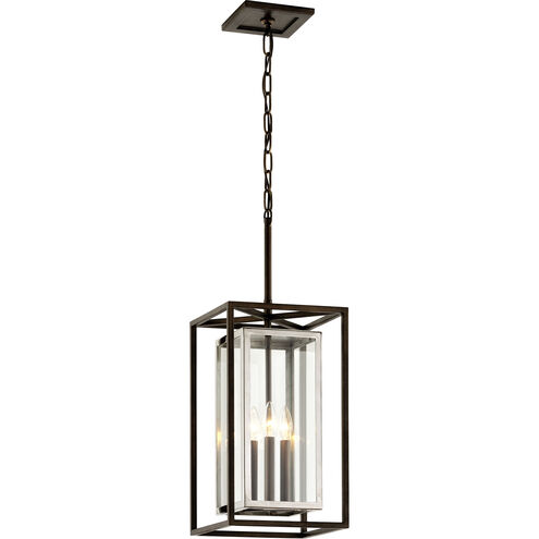 Morgan 3 Light 11 inch Bronze With Polished Stainless Outdoor Pendant