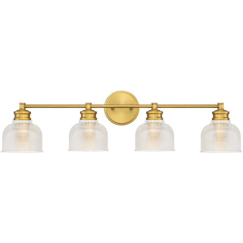 Transitional 4 Light 32 inch Natural Brass Bathroom Vanity Light Wall Light