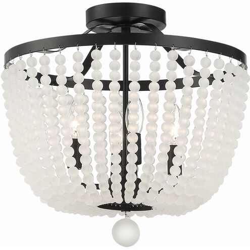 Rylee 4 Light 16.5 inch Matte Black Semi Flush Ceiling Light in Frosted