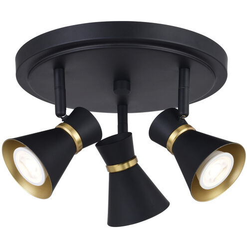 Alto 3 Light 120 Matte Black and Satin Brass Directional Light Ceiling Light