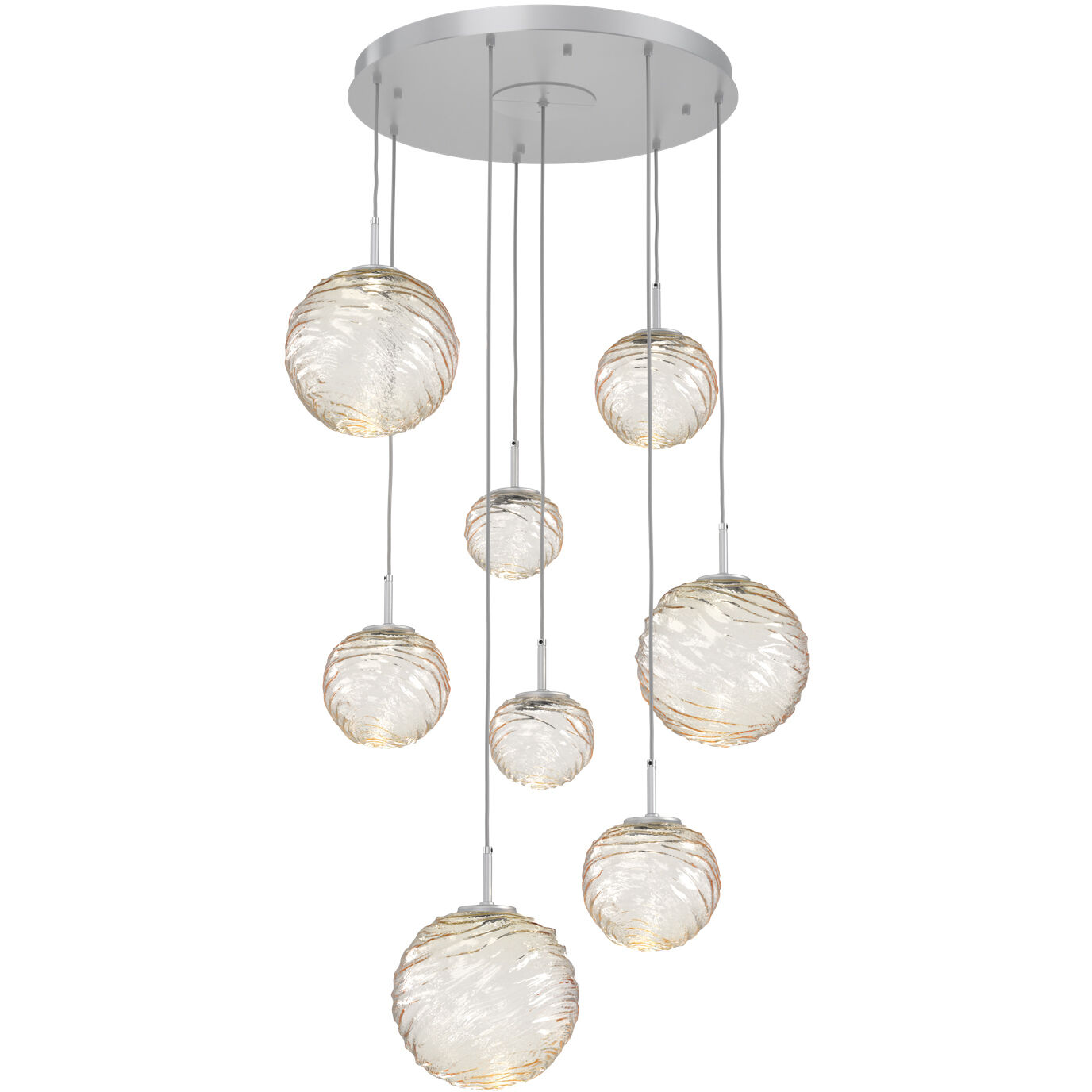 Gaia LED 30 inch Classic Silver Multi-Pendant Ceiling Light in 3000K LED, Amber