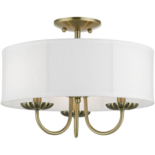 Brookdale 3 Light 16 inch Antique Brass Semi-Flush Mount Ceiling Light