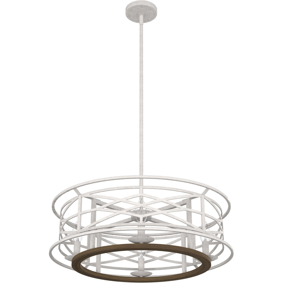 Langwood 4 Light 24 inch Distressed White and Chestnut Chandelier Ceiling Light