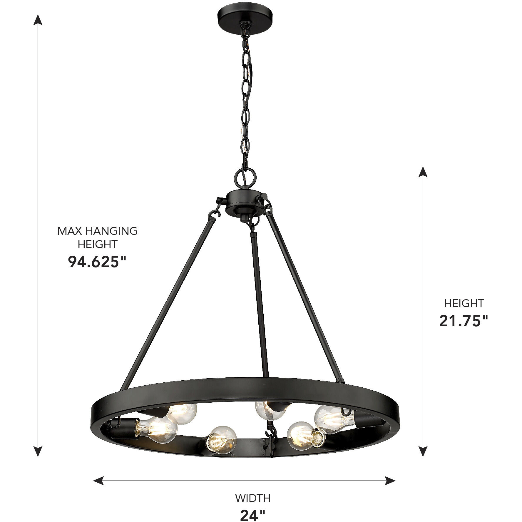 Castile 6 Light 24 inch Matte Black Chandelier Ceiling Light