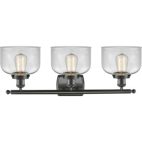 Ballston Large Bell 3 Light 26 inch Oil Rubbed Bronze Bath Vanity Light Wall Light in Clear Glass, Ballston