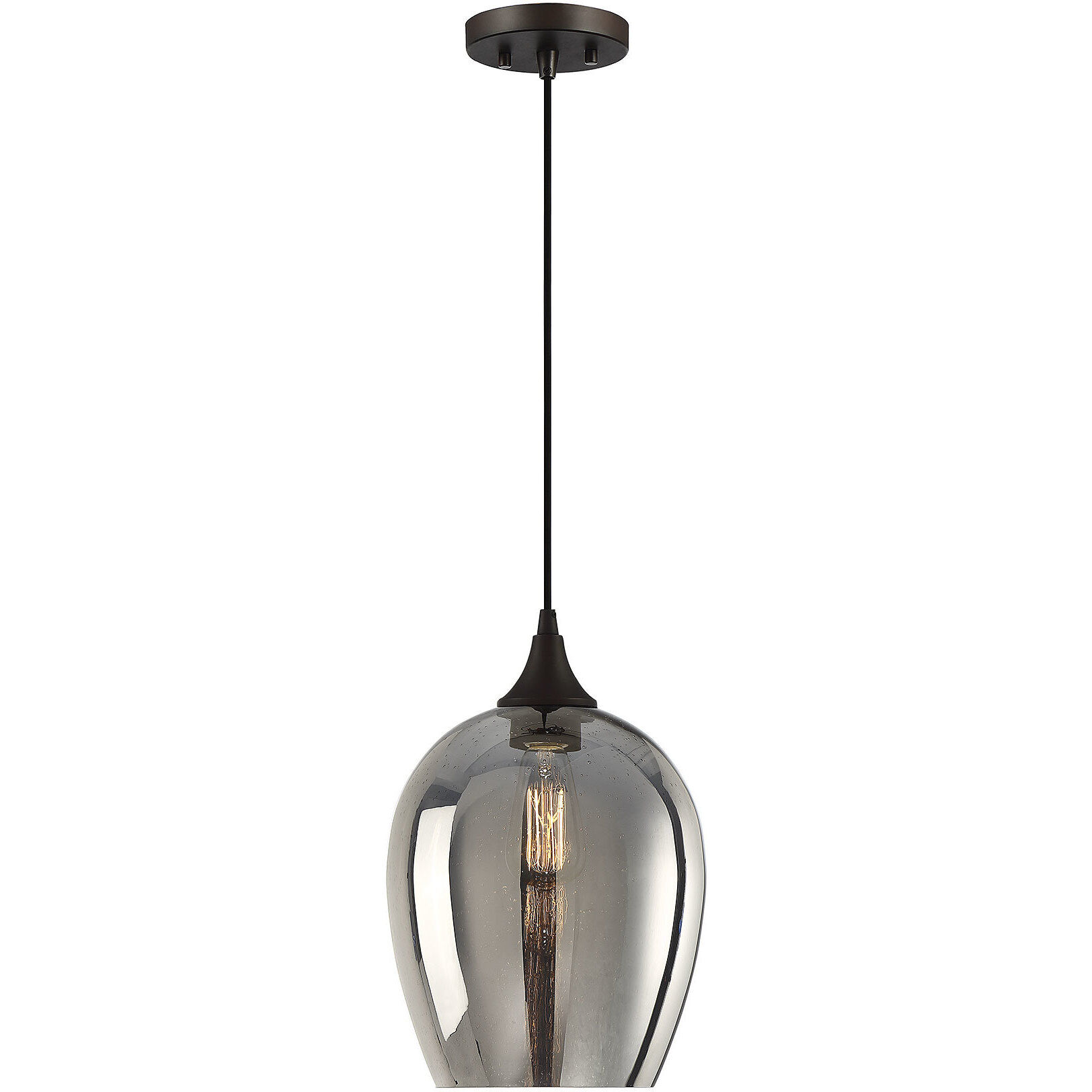 Industrial 1 Light 10 inch Oil Rubbed Bronze Mini-Pendant Ceiling Light