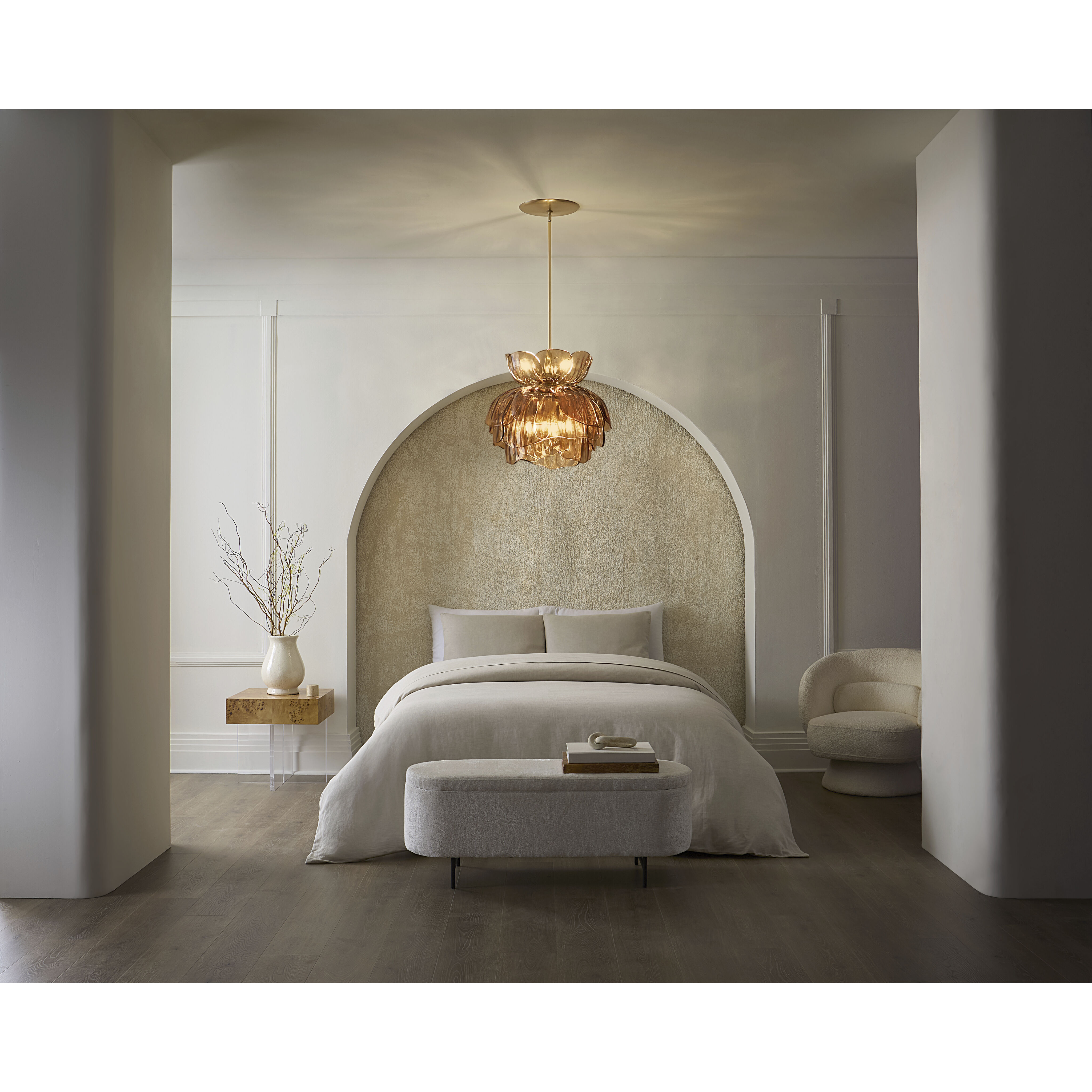 Fantine 7 Light 22 inch Unlacquered Brass Chandelier Ceiling Light in Light Amber