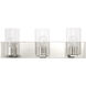 Zurich 3 Light 24 inch Brushed Nickel Vanity Sconce Wall Light