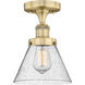 Cone 1 Light 7.75 inch Brushed Brass Semi-Flush Mount Ceiling Light