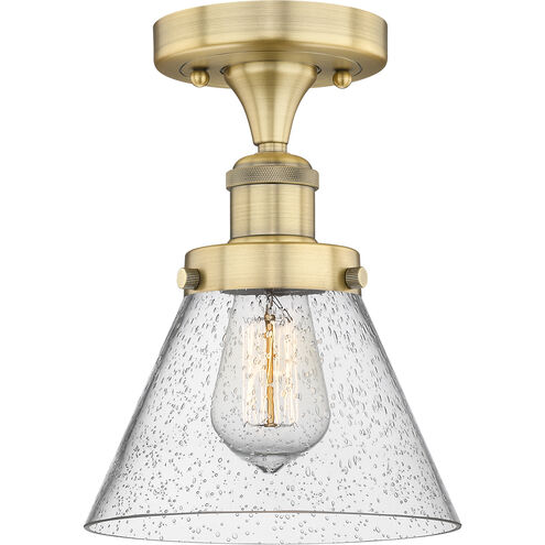 Cone 1 Light 7.75 inch Brushed Brass Semi-Flush Mount Ceiling Light