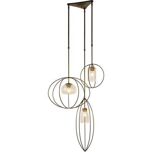 Treble 3 Light 25 inch Sterling Pendant Ceiling Light in Seeded Clear