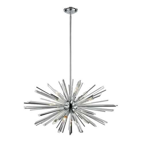 Palisades Ave. 8 Light 32 inch Chrome Hanging Chandelier Ceiling Light in Clear Glass