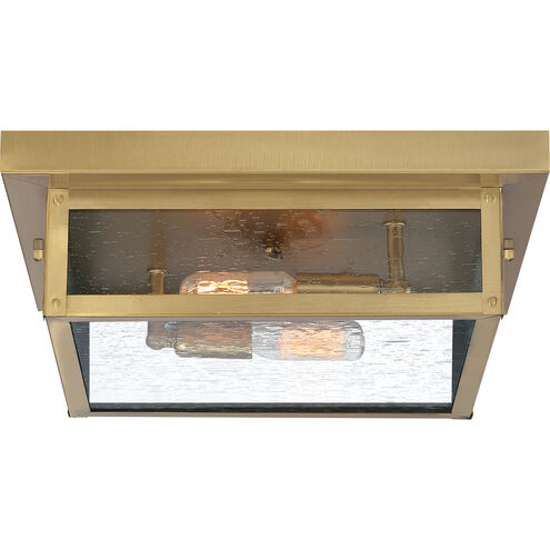 Westover 2 Light 12 inch Antique Brass Outdoor Flush Mount