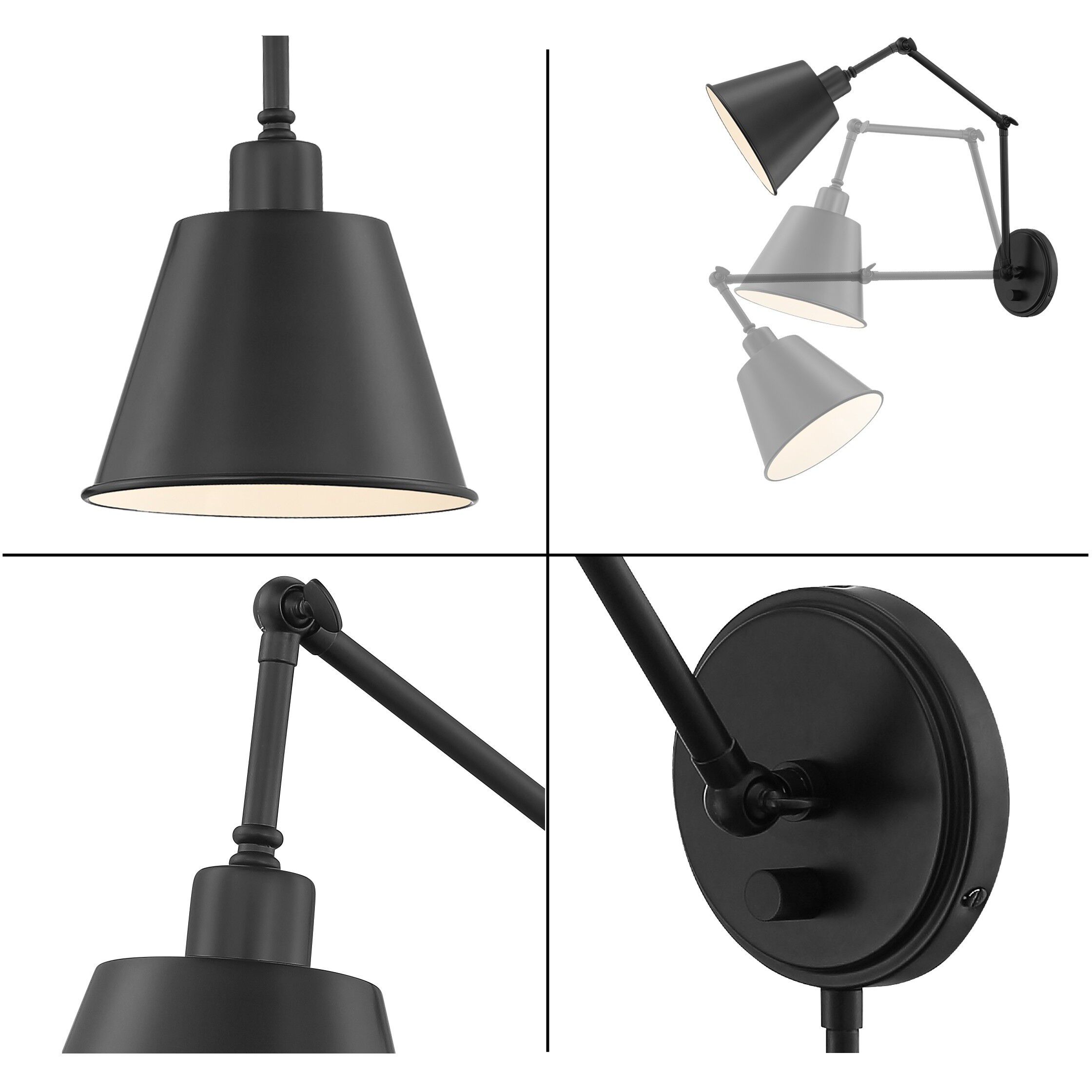 Mitchell 30 inch 60.00 watt Matte Black Task Sconce Wall Light