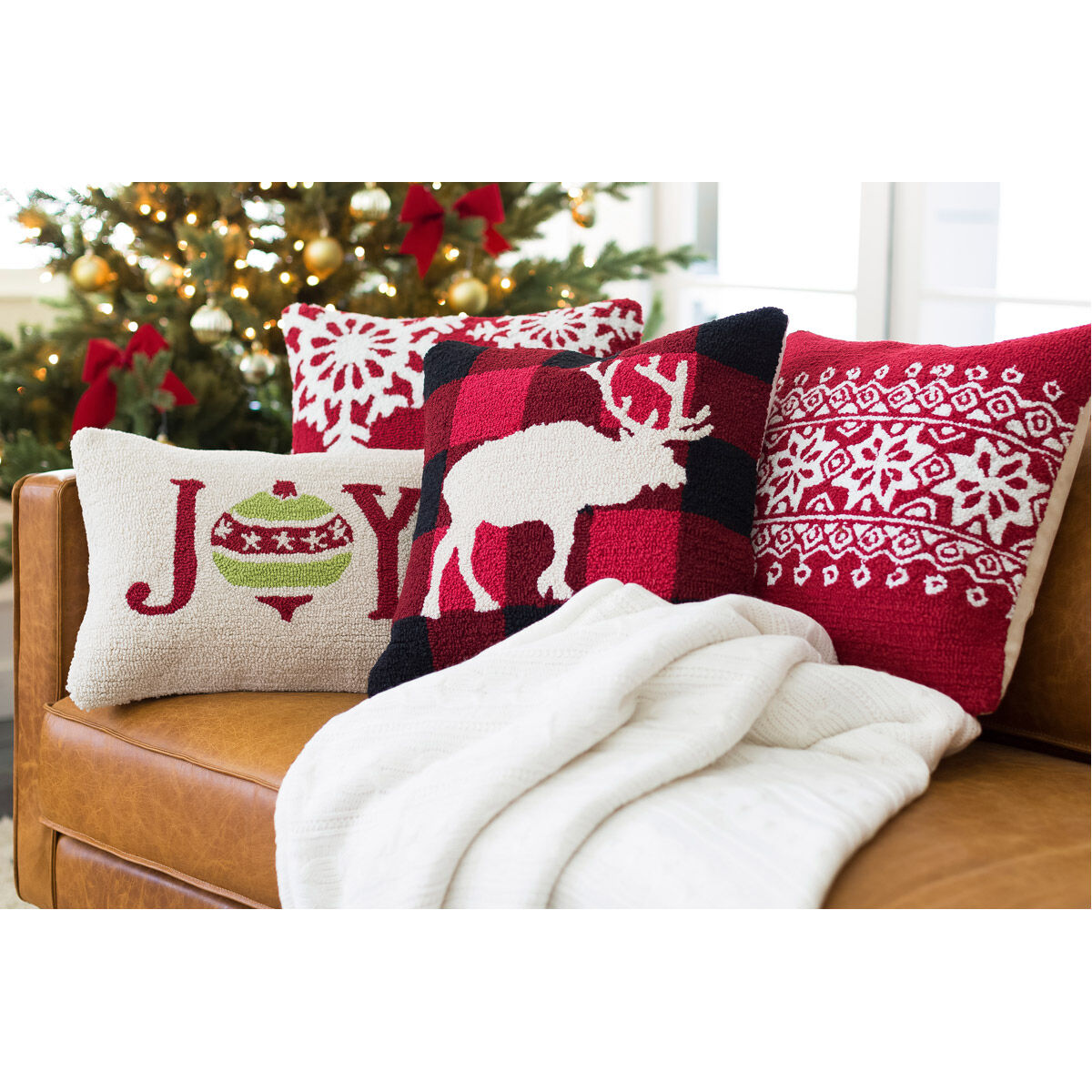 Winter 22 X 14 inch Beige/Black/Dark Red/Bright Red Pillow Kit, Lumbar