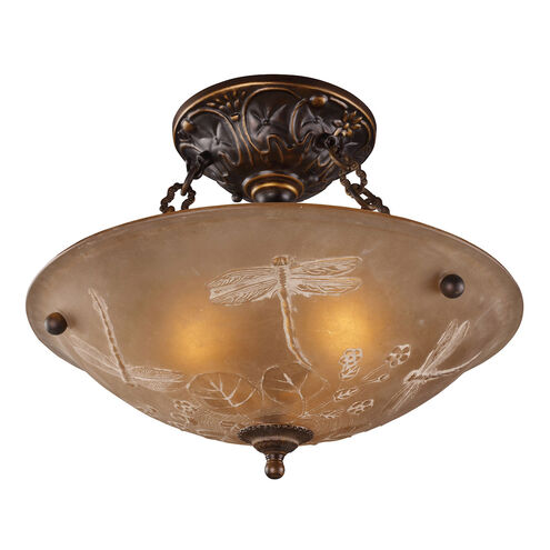 Hamlet 3 Light 16 inch Golden Bronze Semi Flush Mount Ceiling Light