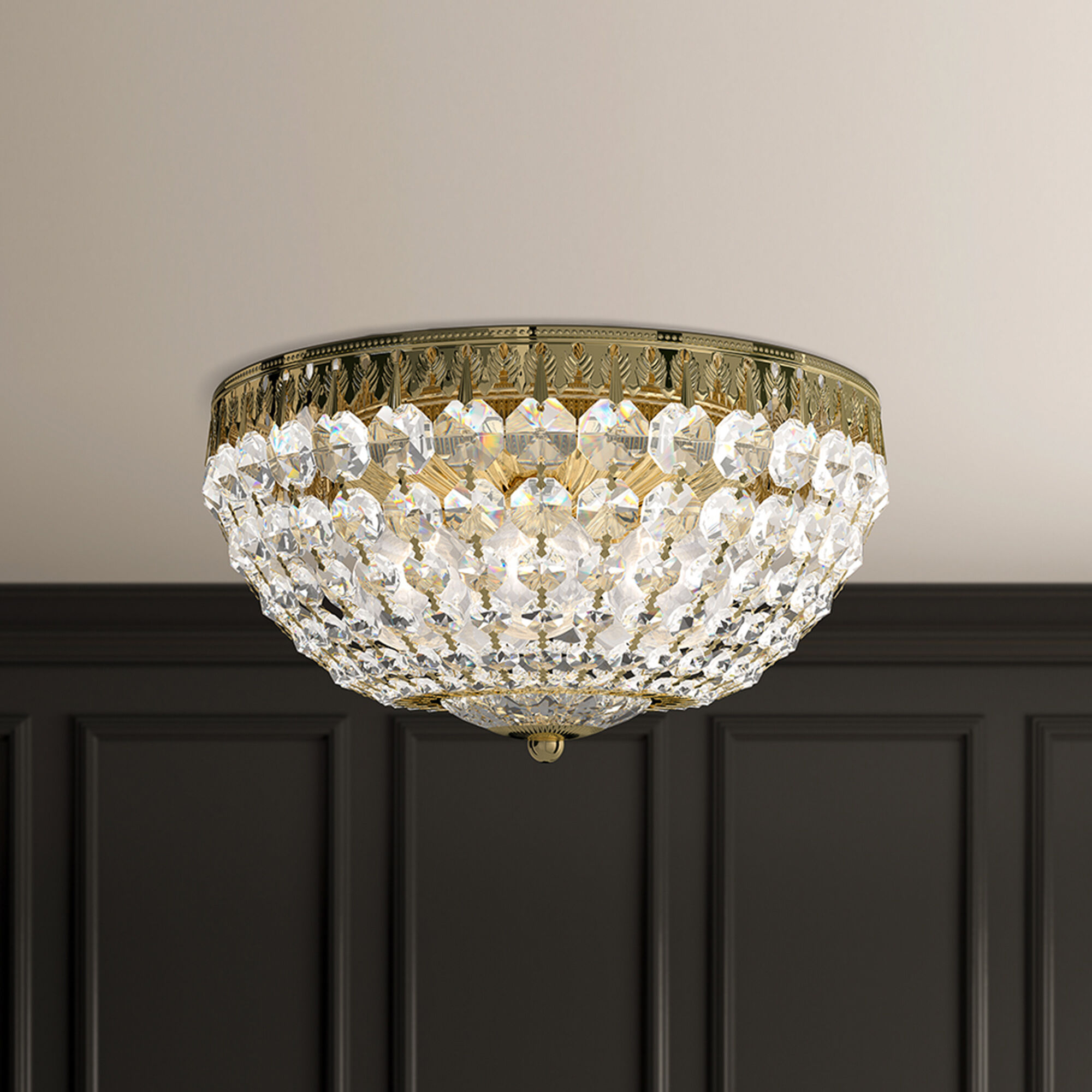 Petit Crystal 5 Light 12 inch Polished Silver Flush Mount Ceiling Light in Spectra