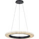 Textile LED 18 inch Matte Black Pendant Ceiling Light in Cream Linen Fabric