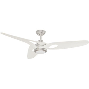 Inez 60 inch Brushed Nickel with Fresh White Blades Outdoor Ceiling Fan
