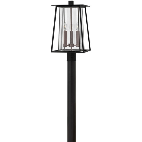 Walker 3 Light 20.75 inch Black with Antique Nickel Outdoor Post Mount Lantern in Non-LED