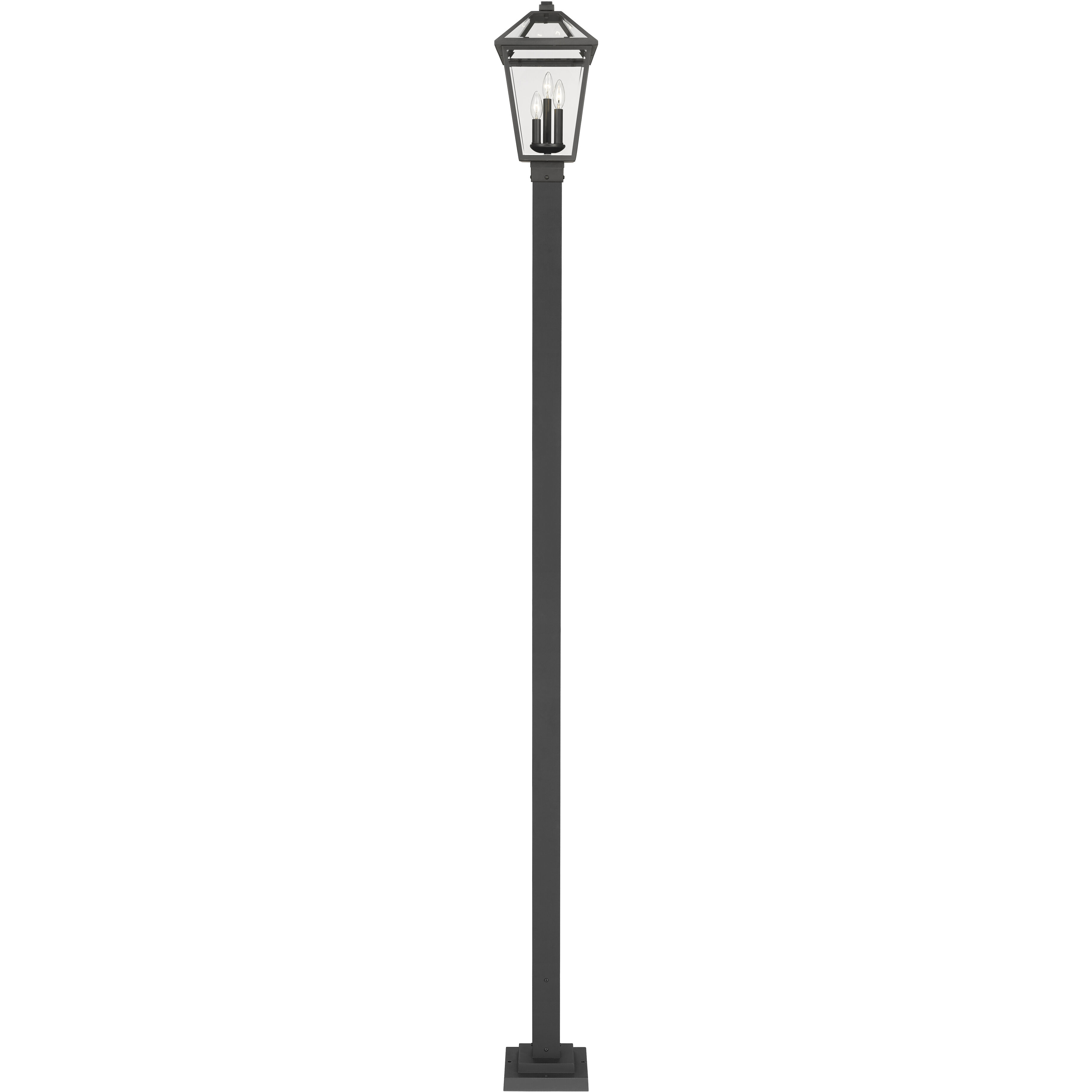 Talbot 3 Light 113.5 inch Black Outdoor Post Mounted Fixture in Clear Beveled Glass