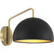 Vintage 1 Light 10 inch Matte Black with Natural Brass Wall Sconce Wall Light