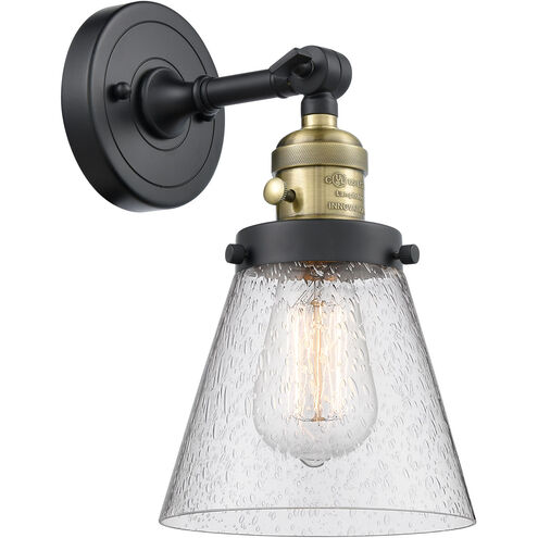 Franklin Restoration Small Cone LED 6 inch Black Antique Brass Sconce Wall Light, Franklin Restoration