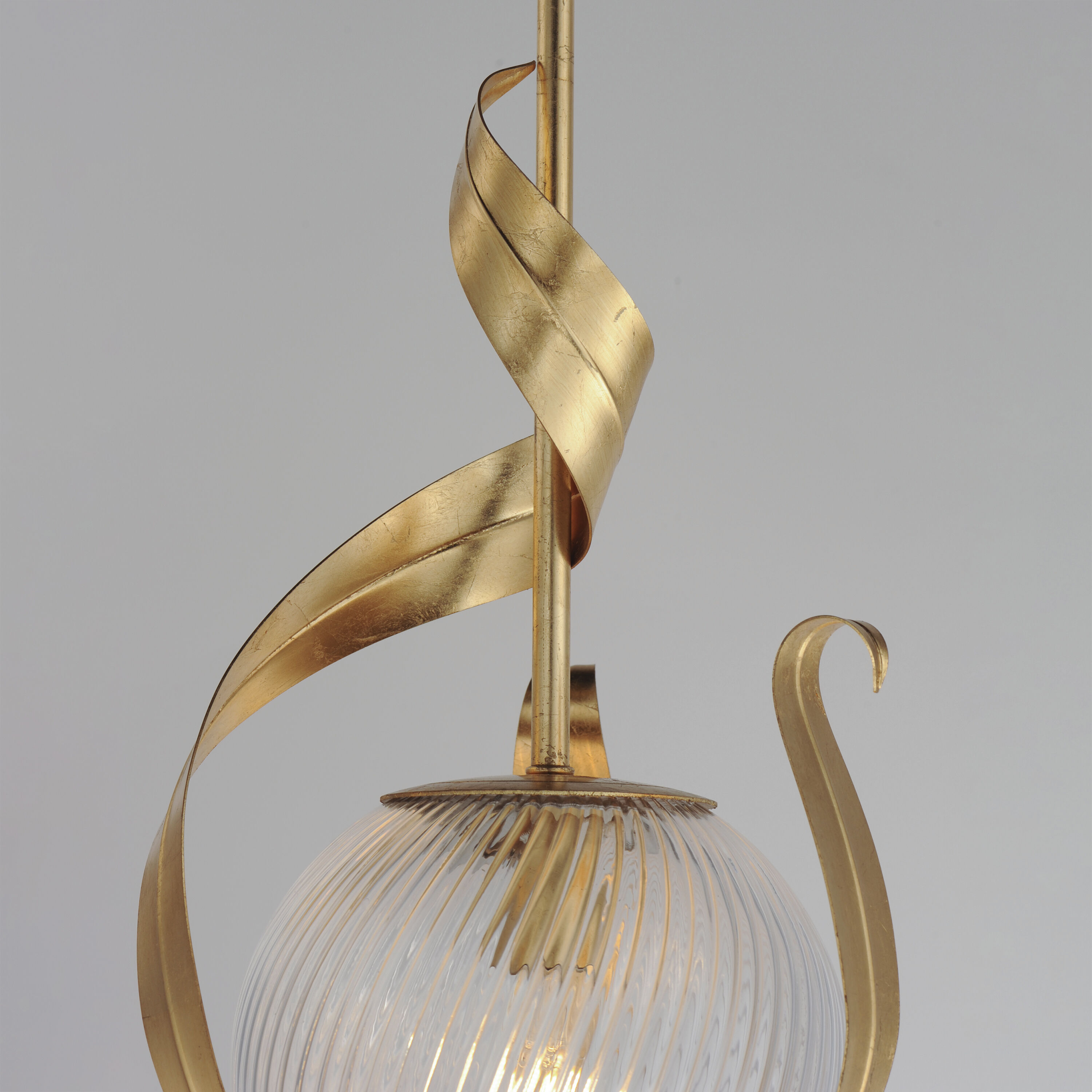 Firenze 1 Light 9.25 inch Gold Leaf Single Pendant Ceiling Light in Clear Ribbed