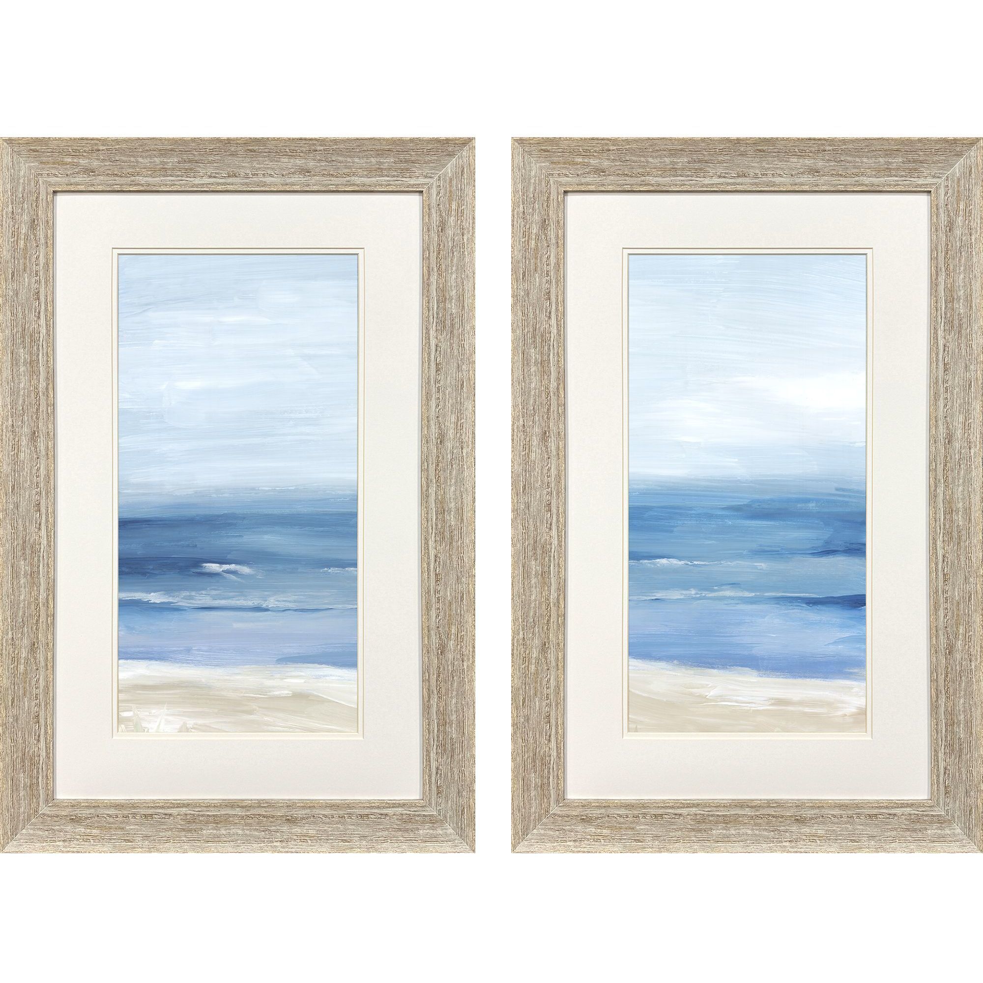 Beach Landscape Blue and Beige and White Framed Art, Propac