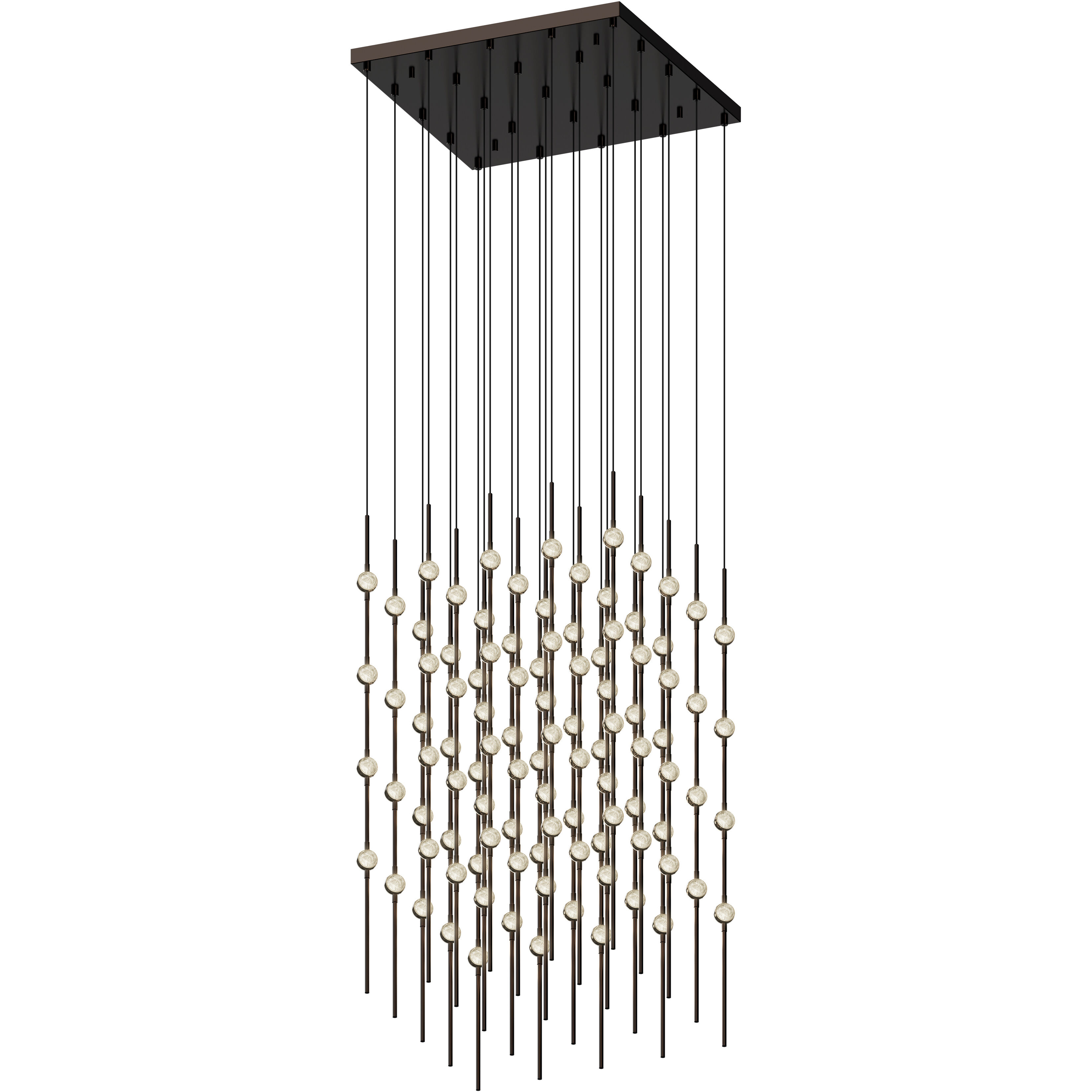 Constellation Cosmic Cube LED 20.5 inch Espresso Black Chandelier Ceiling Light in 2200K, Clear Faceted Acrylic, 10 FT. Cord