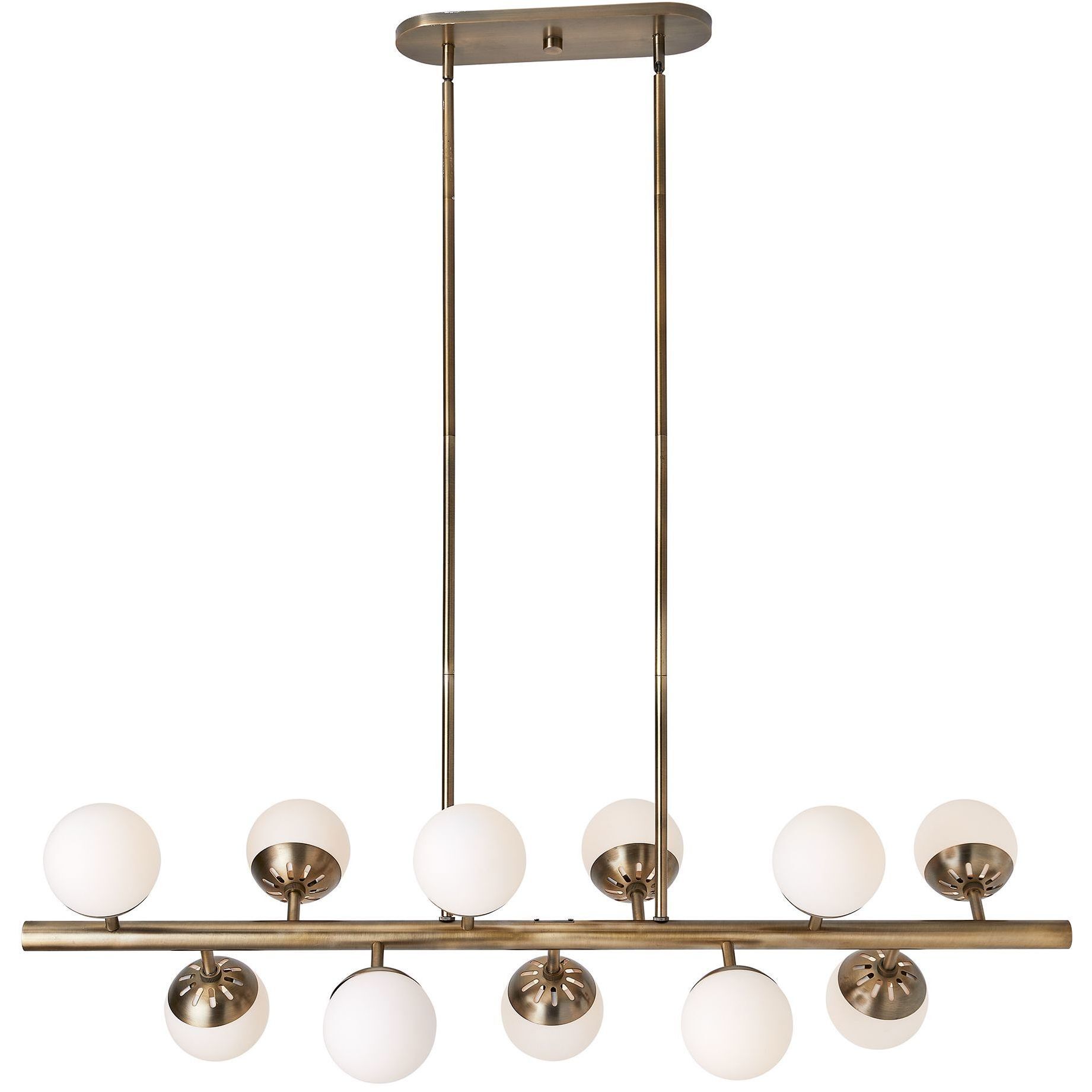 Droplet 11 Light 52 inch Antique Brass Linear Chandelier Ceiling Light