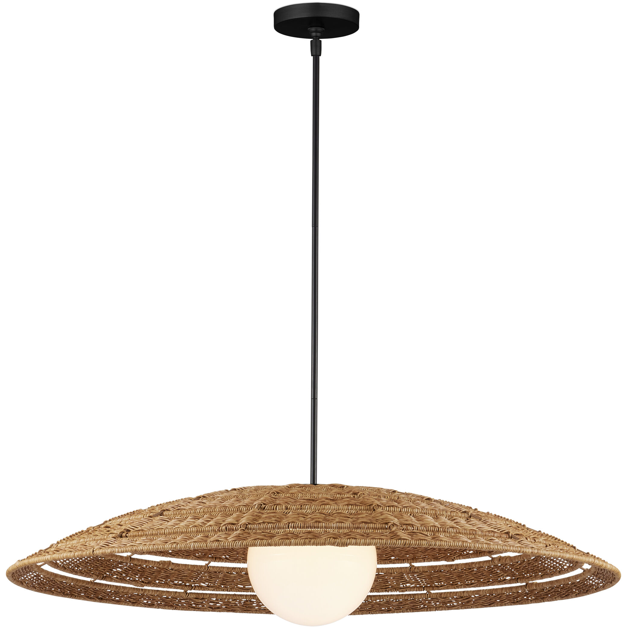 Barbary 1 Light 42 inch Natural/Black/Frosted White Outdoor Pendant, Large