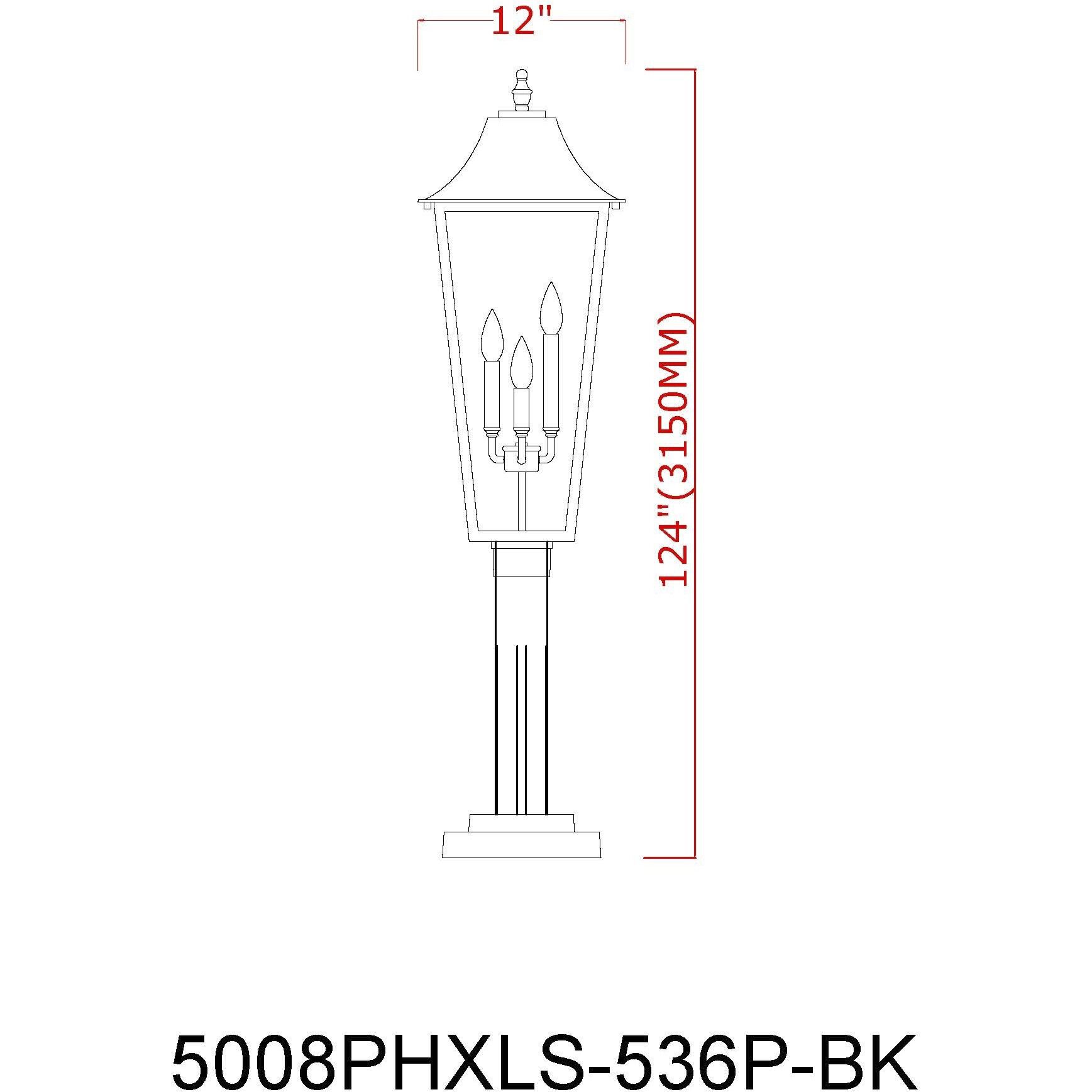 Gannon 3 Light 124 inch Black Outdoor Post Mounted Fixture in G9