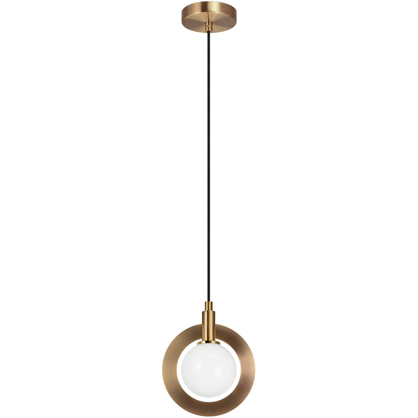 Astro 1 Light 7.5 inch Aged Gold Brass Pendant Ceiling Light in Aged Gold Brass and Opal Glass