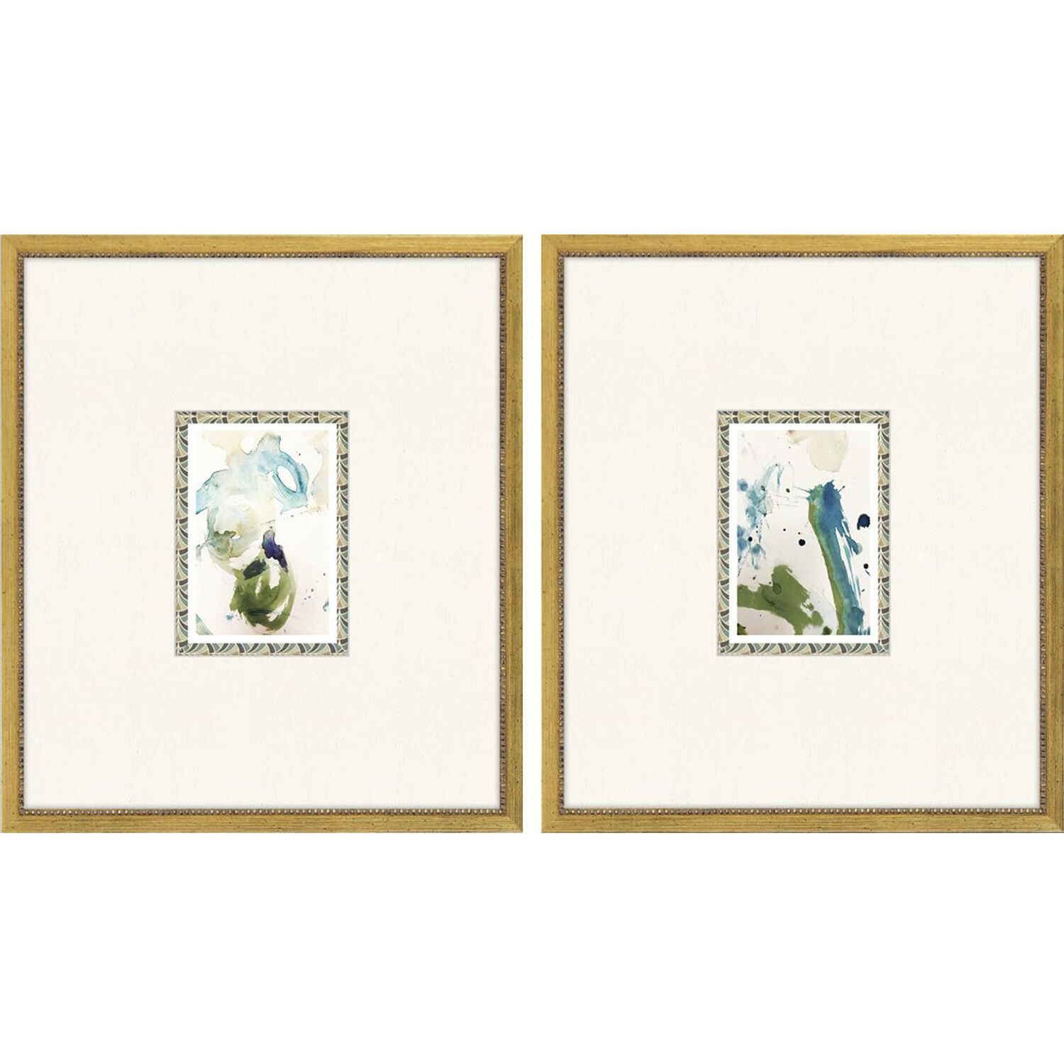 Abstract Blue and Green and Multi Framed Art