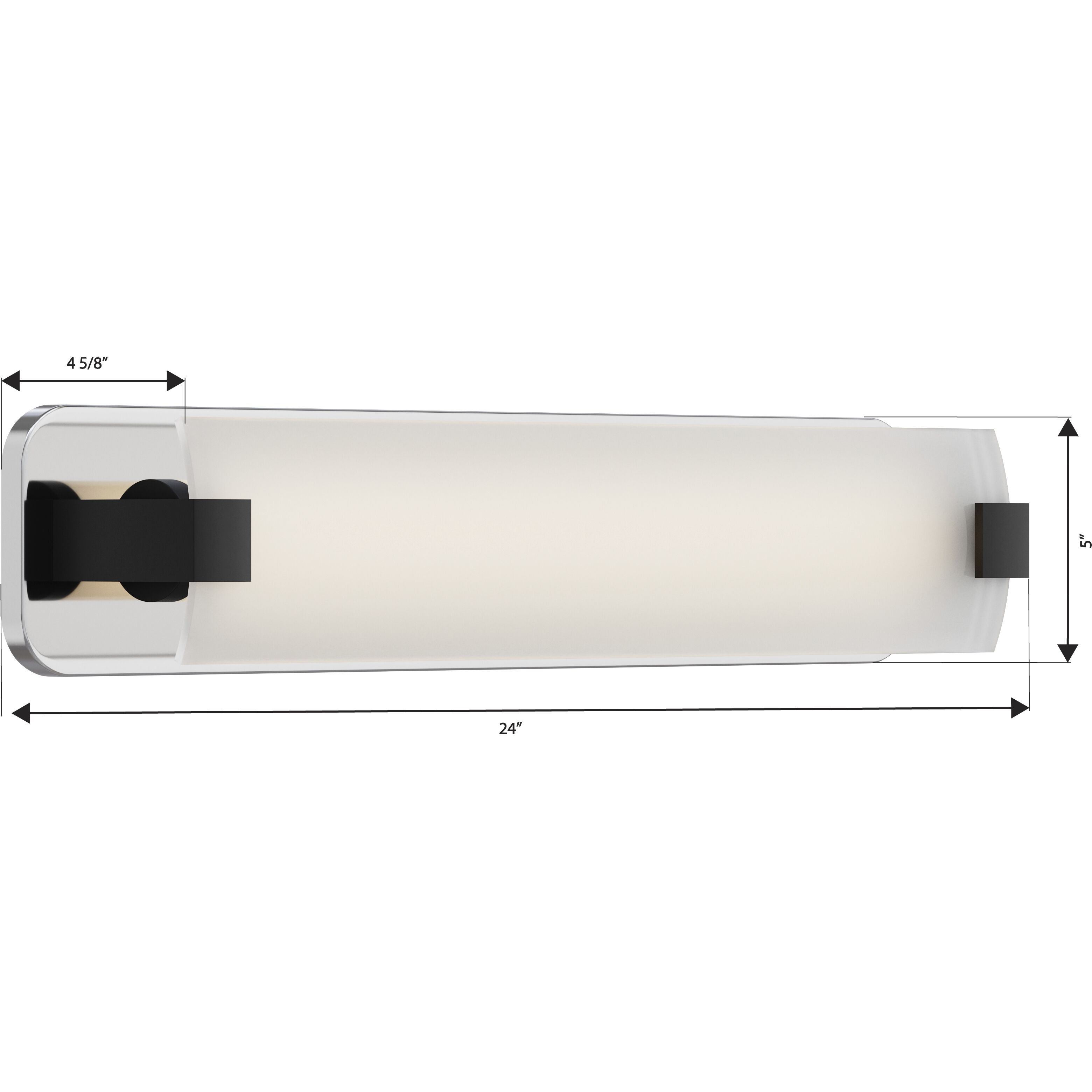 Arclume LED 24 inch Chrome and Dark Matte Black Bath Bar Wall Light